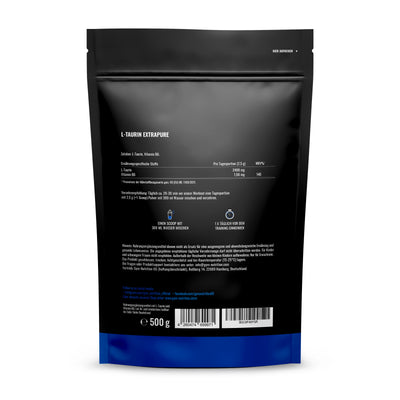 Premium Taurine Powder - 500 g - L-Taurine Amino Acid from Germany - Gym Nutrition