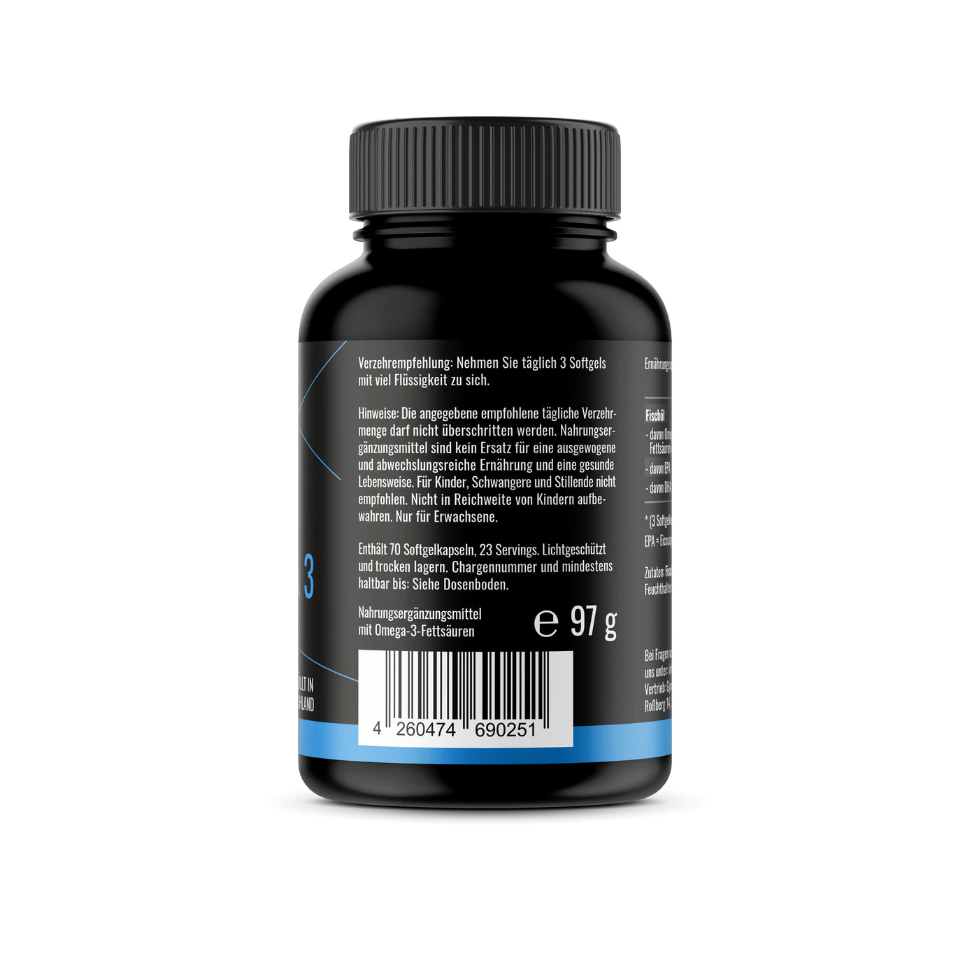 Omega 3 capsules - 3000mg high dose | 70 pure fish oil capsules obtained from anchovy with EPA & DHA in triglyceride form | Natural fish oil without genetic engineering | Made from essential fish oil fatty acids |