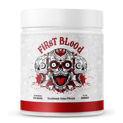 FIRST BLOOD Pre Workout Fitness Booster Eistee Peach Geschmack