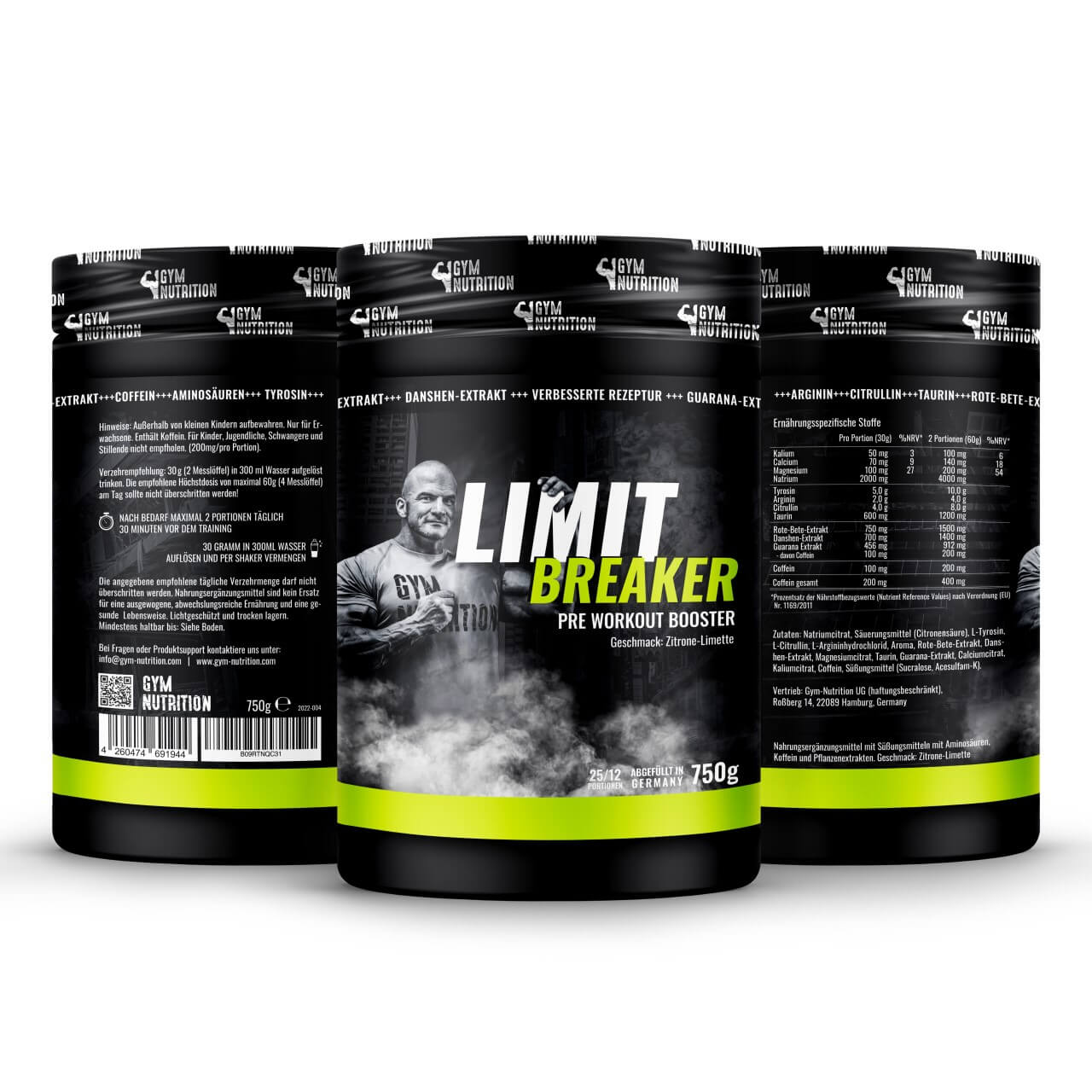 Ultra Hardcore Booster Pre workout Fitness - Limit breaker 2.0 - 750g Zitrone-Limette Geschmack