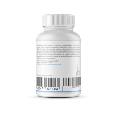 Vitamin D3 5.000 I.E + Vitamin K2 200 mcg Menaquinon MK7 Depot – 200 Tabletten – 99,7+% All-Trans – Laborgeprüft –
