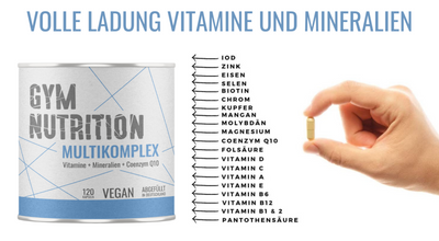 Multimineral complex - 120 capsules - vegan - vitamins - plus trace elements & Q10